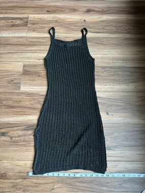 SHEIN Black Open Knit Spaghetti Strap Swim Coverup